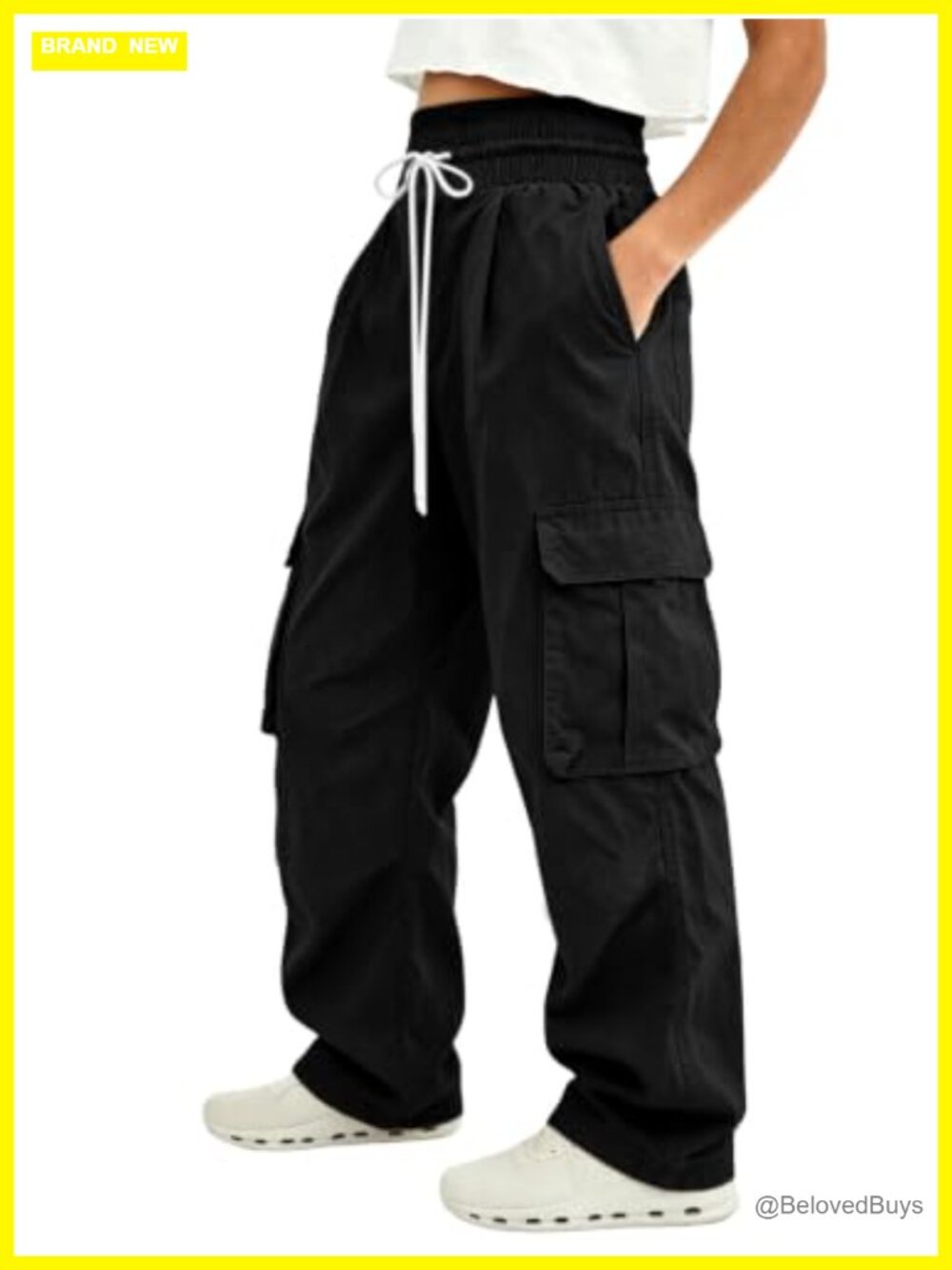 Womens Wide Leg Baggy Cargo Pants Viscose Y2K Streetwear